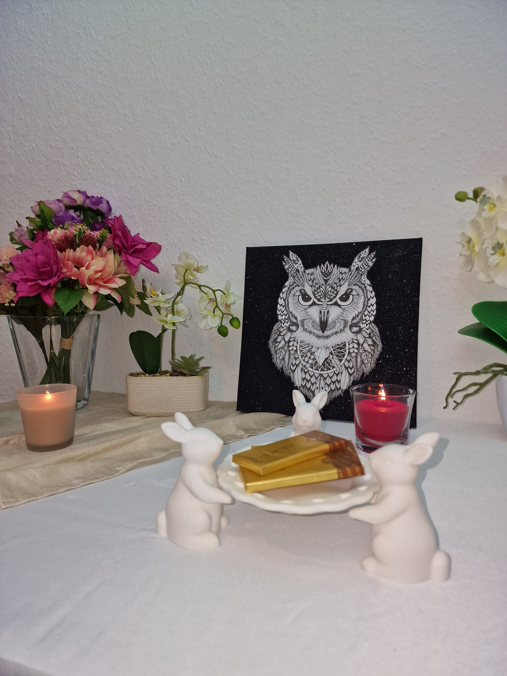 3 Osterhasen mit Servierschale – Handgemachte Keramik Deko – Lebensmittelecht