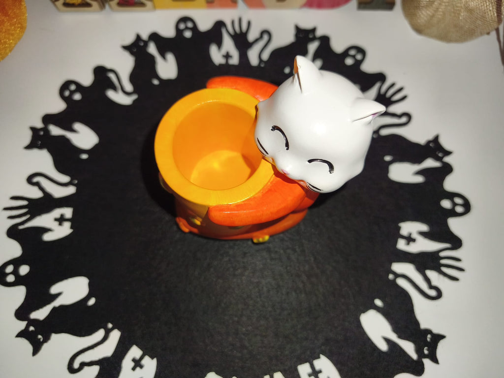 Herbstdeko Katze Pisi – Handgemachter Stiftehalter | AtelierMaya