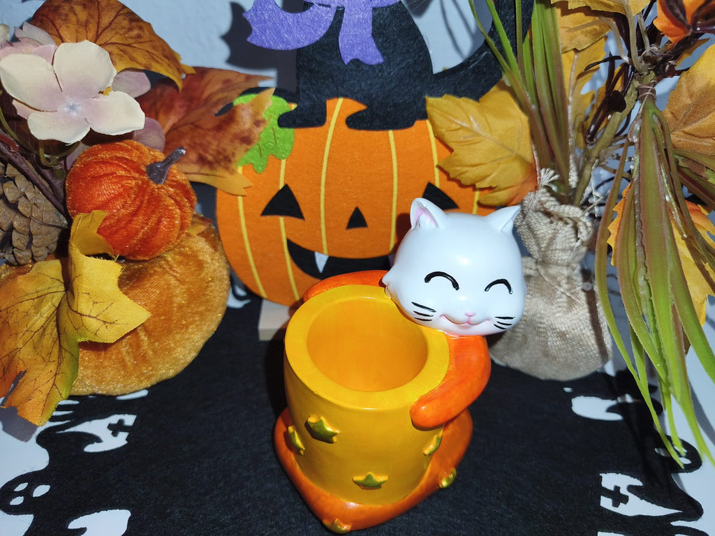 Herbstdeko Katze Pisi – Handgemachter Stiftehalter | AtelierMaya
