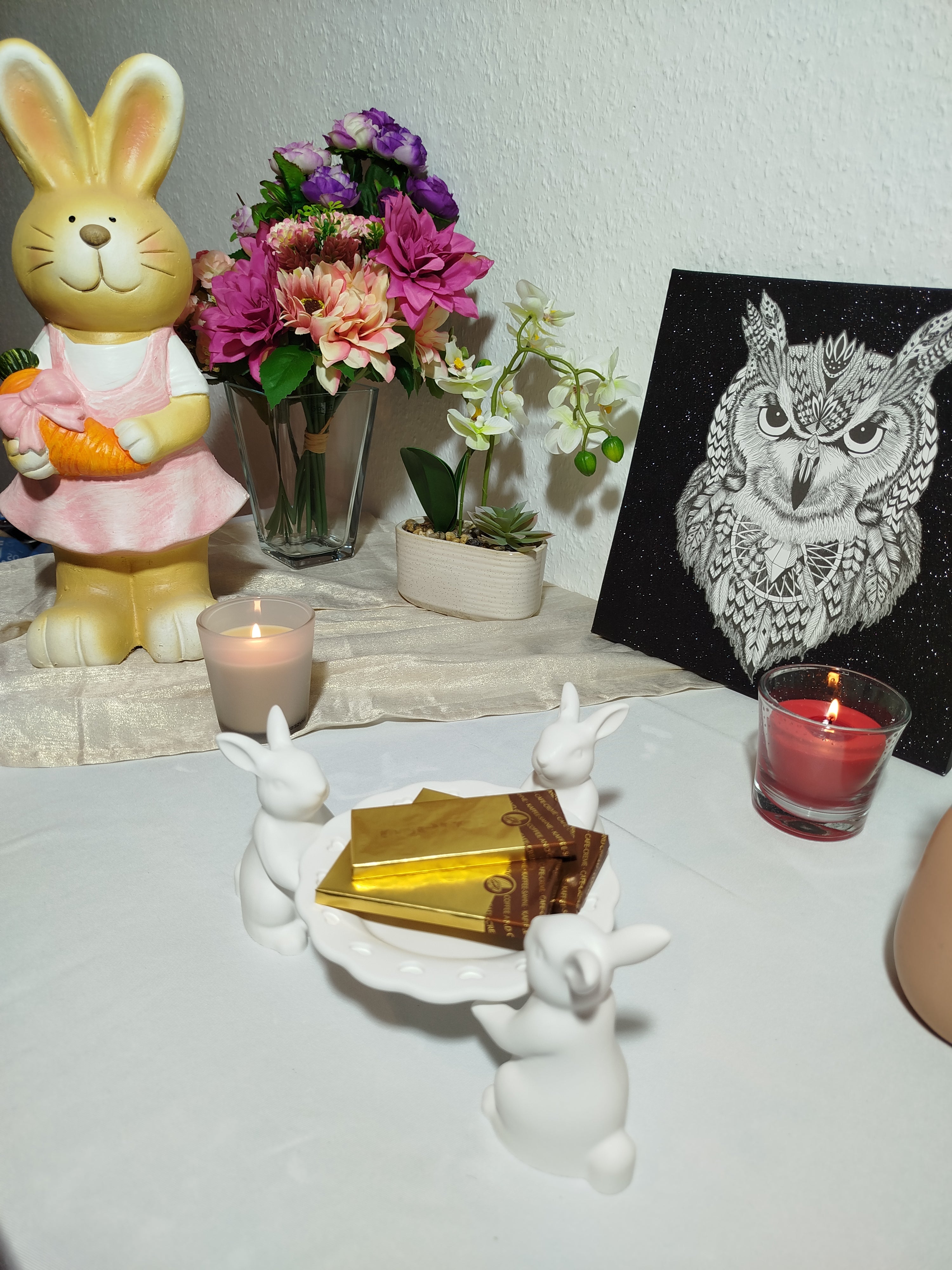 3 Osterhasen mit Servierschale – Handgemachte Keramik Deko – Lebensmittelecht