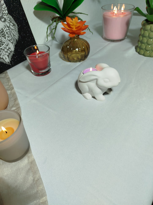 Handgefertigter Keramik-Hase Teelichthalter – Dekoration für Ostern