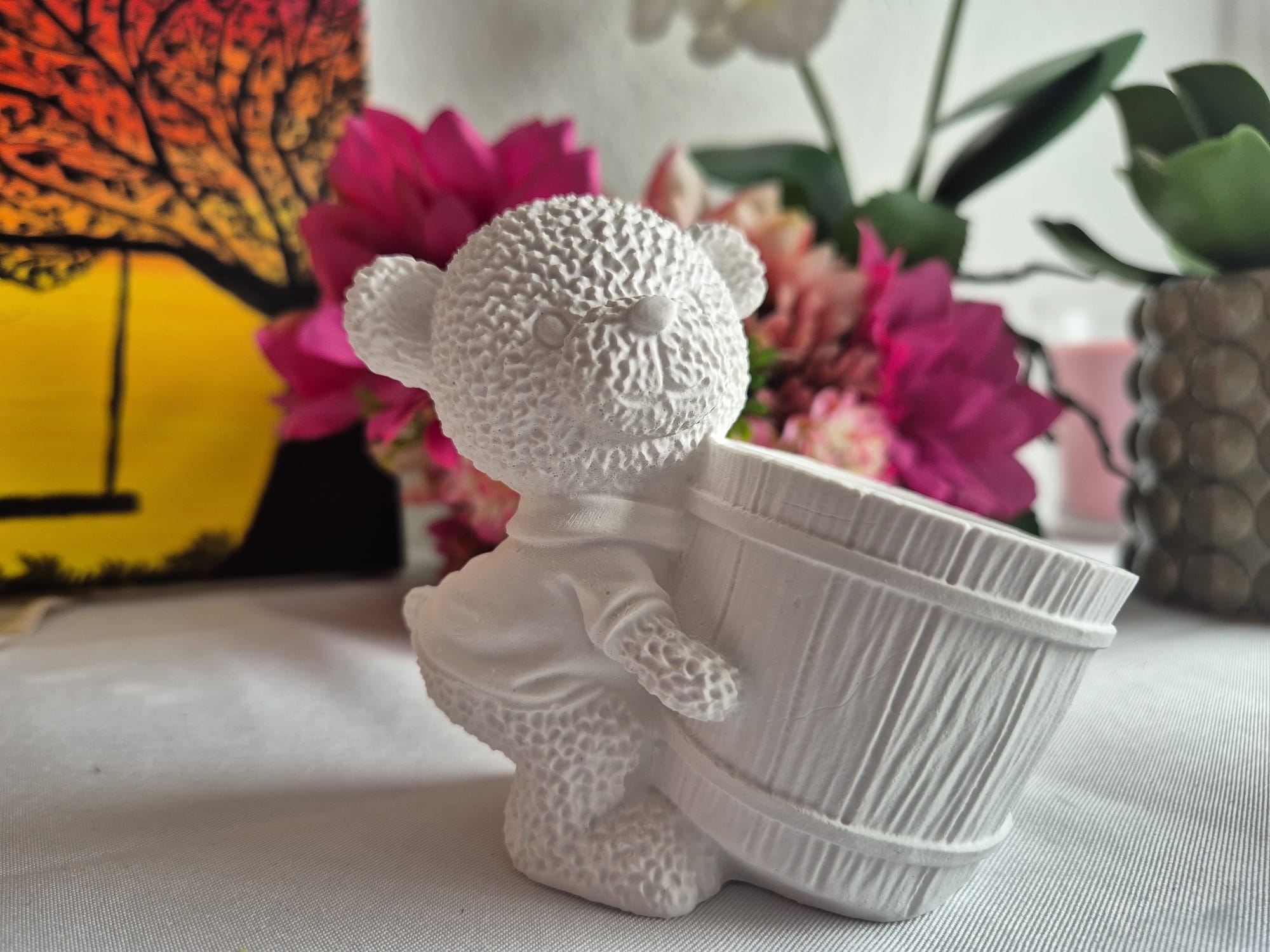 Weißer Teddybär Blumentopf aus Keramik – minimalistische Deko oder DIY Geschenk 🧸🤍