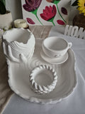 Handgemachtes Keramik Deko Set mit Vase, Tasse & Kerzenthalter – Elegante Home Deko in Weiß