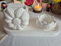 Elegantes Keramik Deko Set mit Vase & Lotus Teelichthalter – Handgemachte Wohnzimmer Dekoration