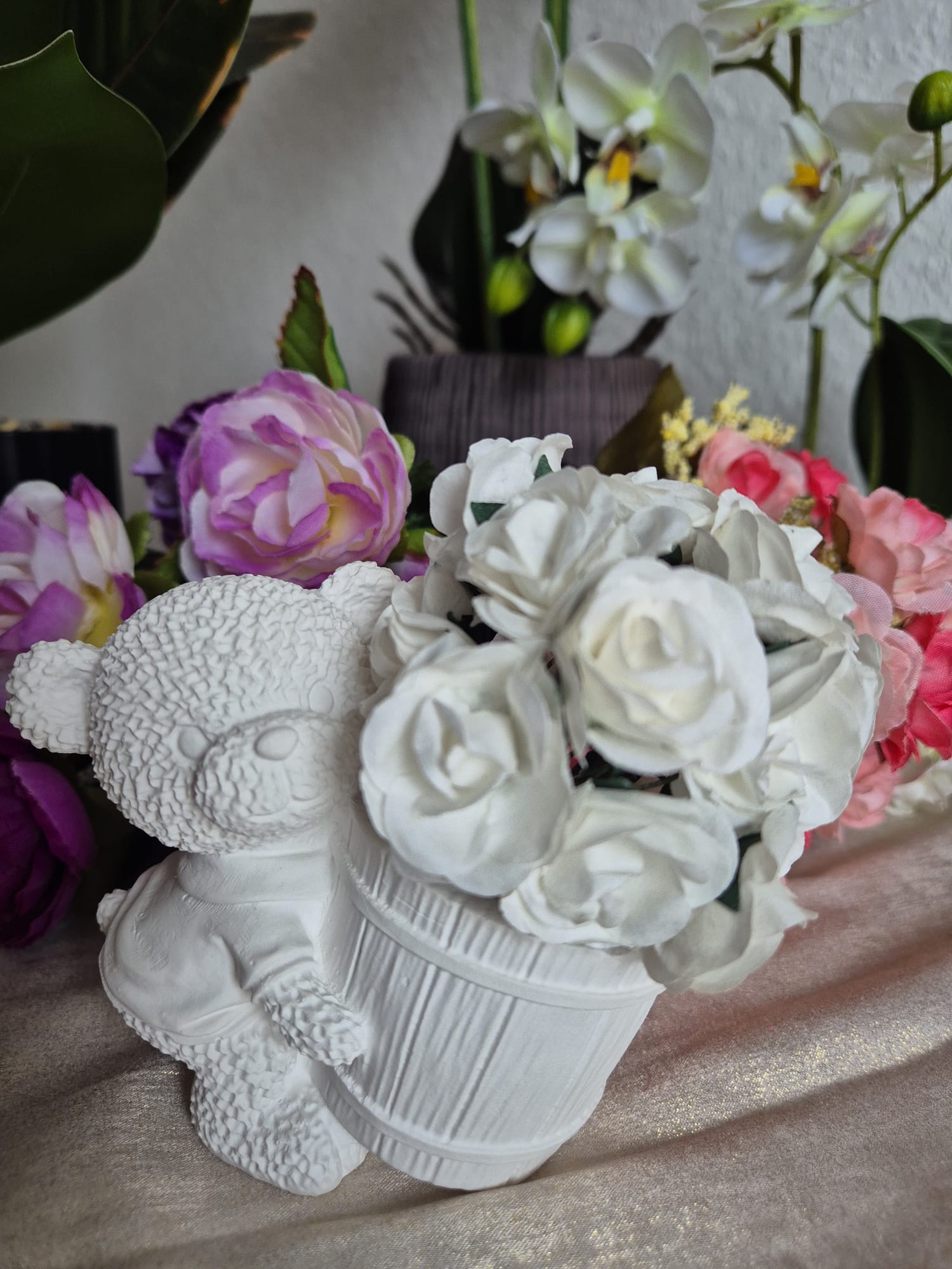 Weißer Teddybär Blumentopf aus Keramik – minimalistische Deko oder DIY Geschenk 🧸🤍