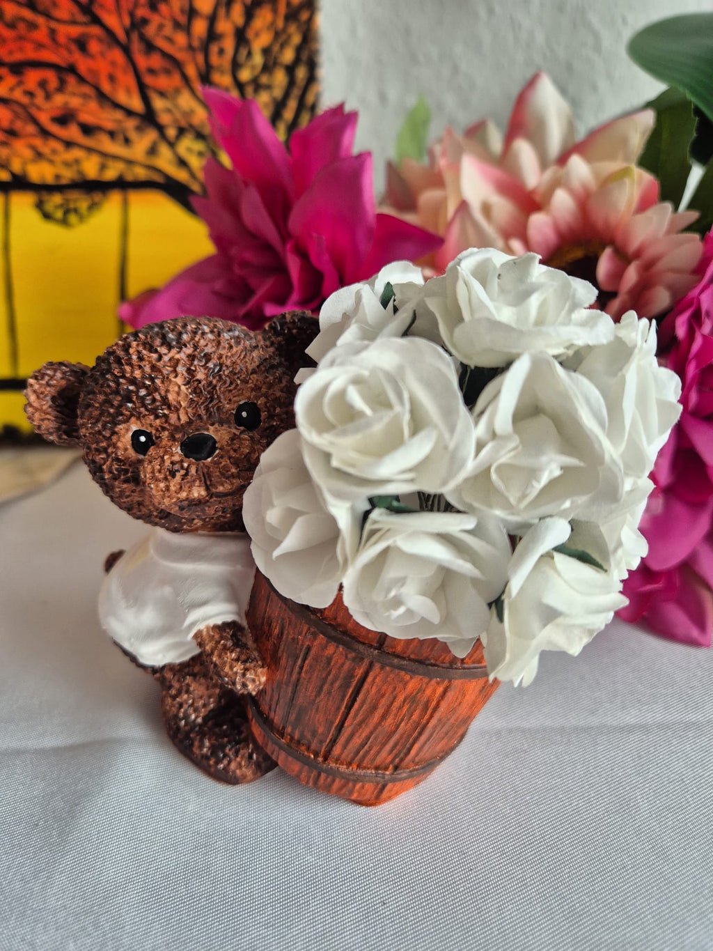 Handbemalter Teddybär Blumentopf aus Keramik – süße Deko & Geschenkidee 🧸🌸