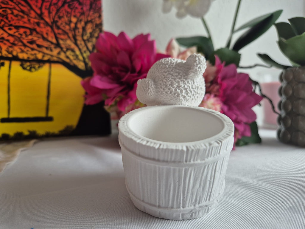 Weißer Teddybär Blumentopf aus Keramik – minimalistische Deko oder DIY Geschenk 🧸🤍