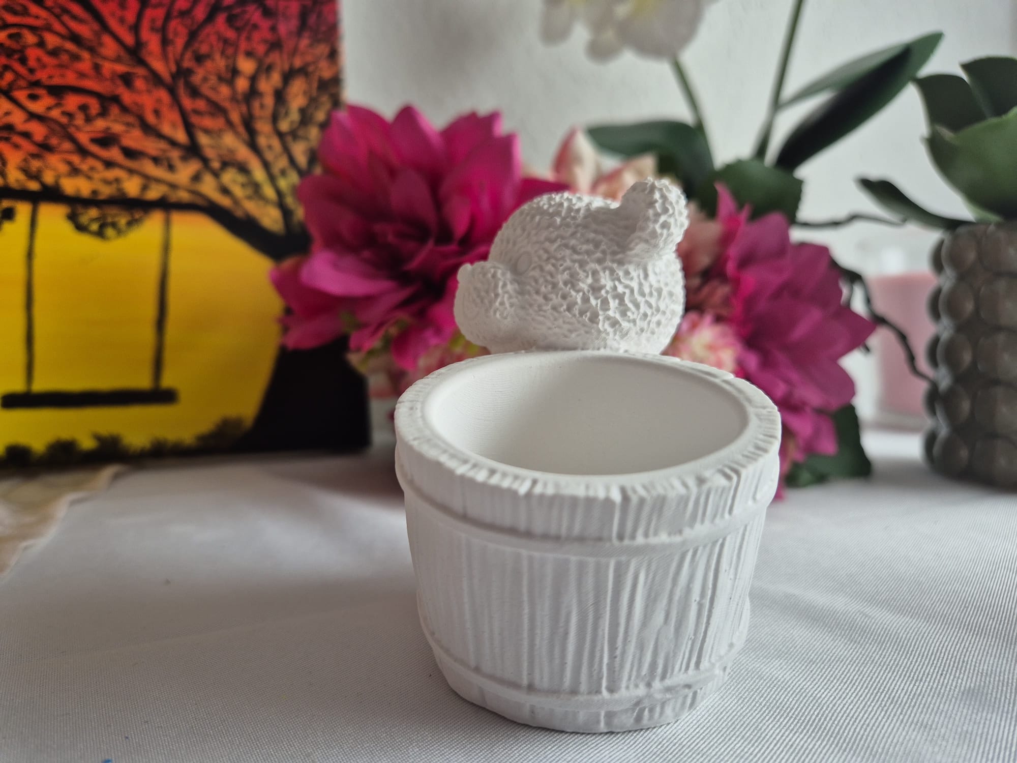 Weißer Teddybär Blumentopf aus Keramik – minimalistische Deko oder DIY Geschenk 🧸🤍