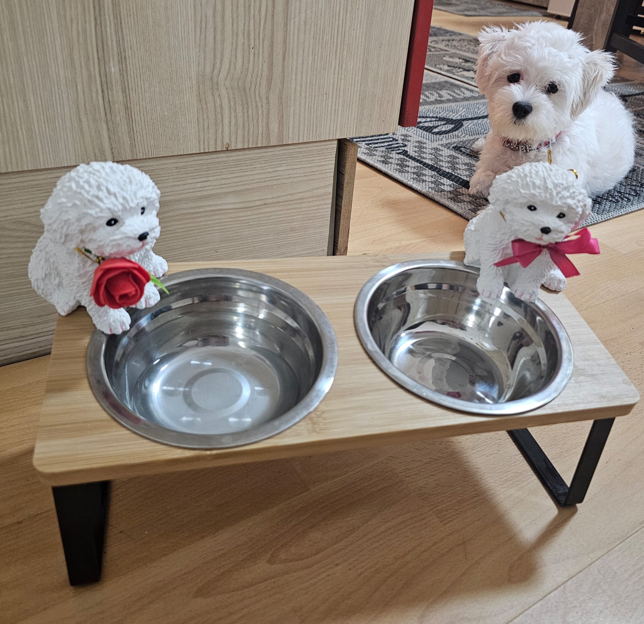 Handgemachte Bichon Hund Figur aus Keramik – Dekoration & Geschenkidee