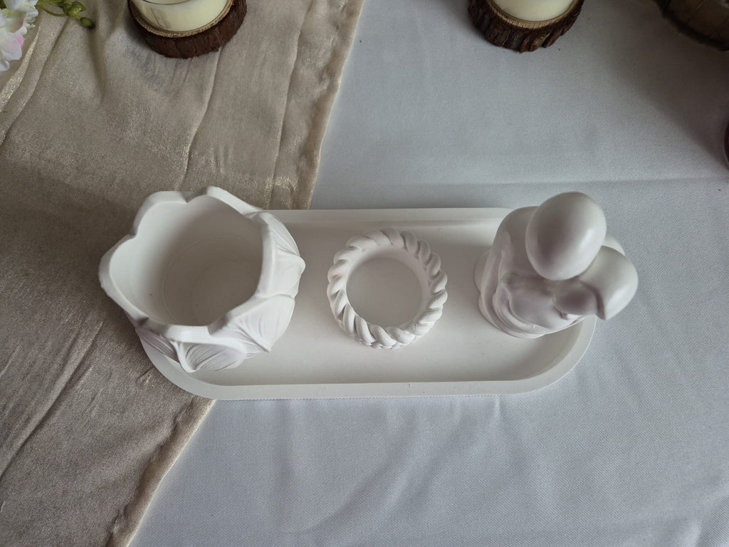 Handgemachtes Keramik Deko Set mit Liebespaar Figur & Vase – Elegante Wohnungsdeko für Cozy Home Atmosphäre
