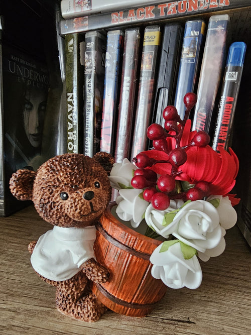 Handbemalter Teddybär Blumentopf aus Keramik – süße Deko & Geschenkidee 🧸🌸