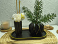 Deko Set Schwarz Gold – Handgefertigte Vasen & Tablett | Moderne Wohndeko