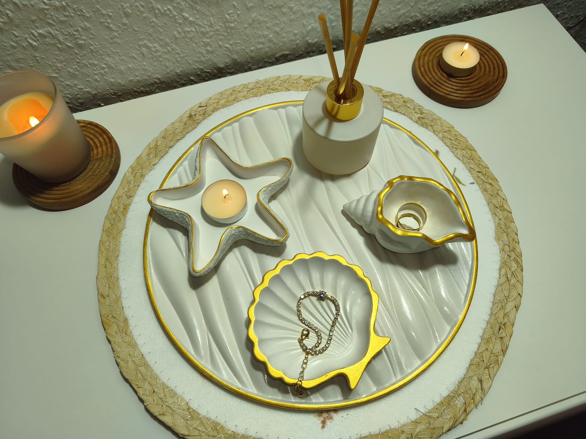 Handgefertigtes Keramik Deko-Set mit Schmuckschalen & Tablett – Maritime Wohnaccessoires