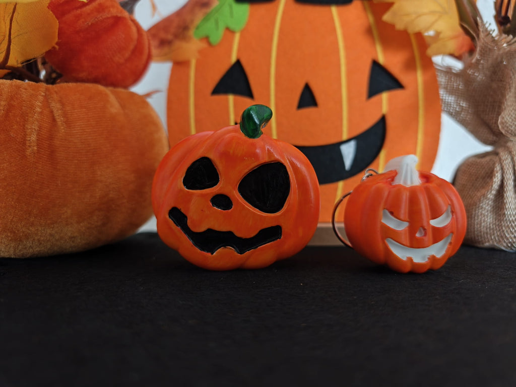 Halloween Kürbis Set – Kühlschrankmagnet & Schlüsselanhänger | Handgemacht